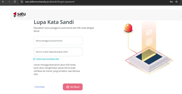 Untuk mengatasi lupa password akun SSO, Anda dapat mengikuti langkah-langkah berikut.webp