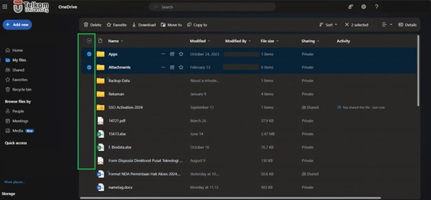 2. Pilih file/ folder yang akan di backup/download