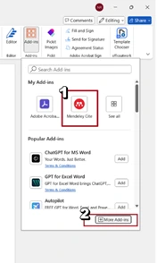 Ketik “Mendeley Cite” pada kolom pencarian Add-ins, kemudian klik tombol ‘Add’ untuk memasukkan add-in ke dalam Word. Ketik “Mendeley Cite” pada kolom pencarian Add-ins, kemudian klik tombol ‘Add’ untuk memasukkan add-in ke dalam Word.