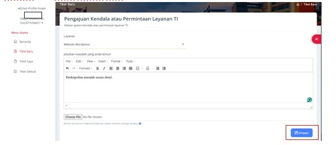 Simpan dan catat nomor tiket Simpan dan catat nomor tiket